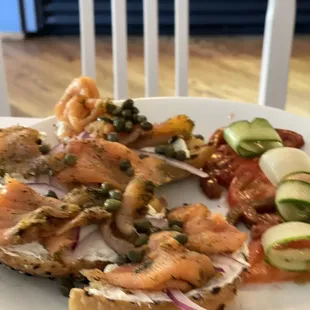 Seasonal bagel with lox