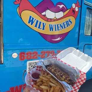 Hawaiian dog combo with fries