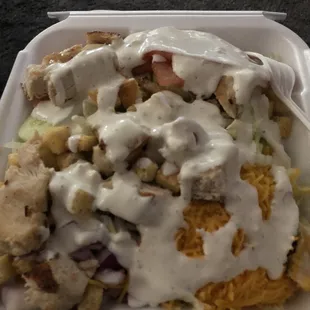 Grilled chicken salad with ranch dressing