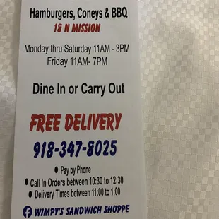 Menu cover