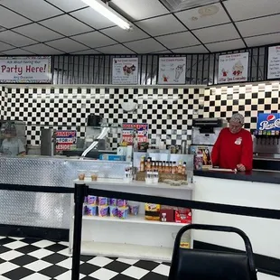 a checkered counter