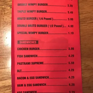 menu