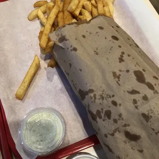 The large fries in a lunch bag!!!! OMG they fill the tray!
