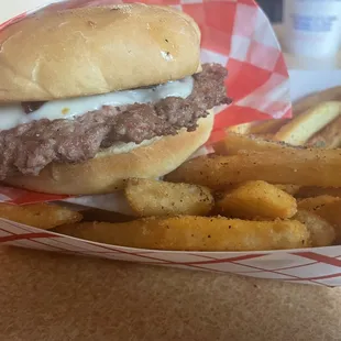 1. The Wimpy Burger. Pepper Jack and bacon. Battered Fries.  Pretty damn good today.