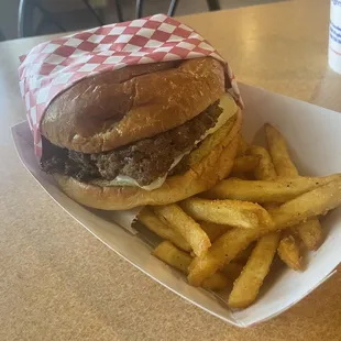 2. Signature Double Burger. Battered Fries. It was hard to finish that fat ass burger!  but I did...