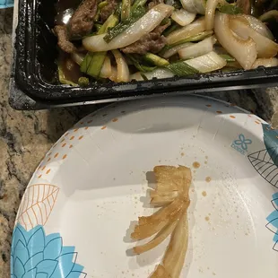 Mongolian beef with big old chunk of end piece of an onion really? ‍
