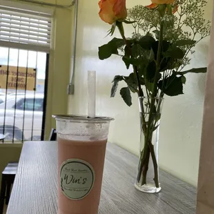 Strawberries with banana smoothie