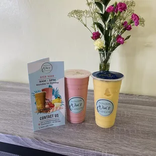 Mango and strawberry smoothies.