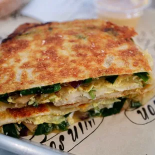 JiuCai pancake breakfast sandwich