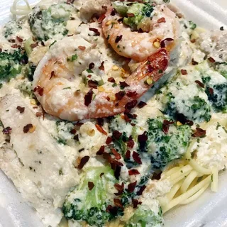 Chicken, Shrimp, & Broccoli Alfredo