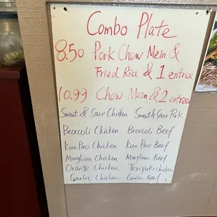 Specials June 2024. The 2 entrees and chow mein cost about $12.XX