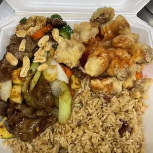 Two items combo Kun pao beef &amp; sweet &amp; sour chicken