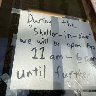 a sign in the window