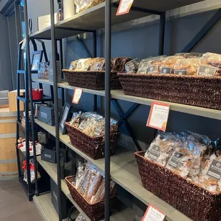 a variety of products on shelves