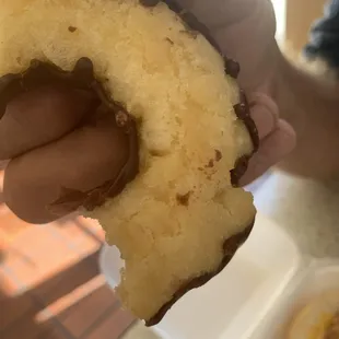 a half eaten donut