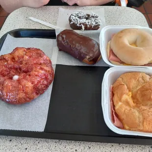 a tray of doughnuts