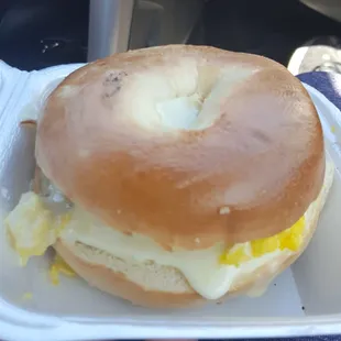 Sausage egg and cheese bagel