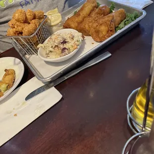 Fish, Tate Tots and Coke Slaw