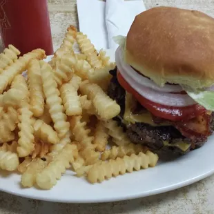 a burger and french fries