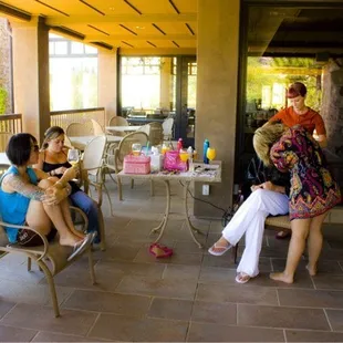 We had the whole upstairs to get ready and the boys had the whole downstairs, including the bar (which they loved)
