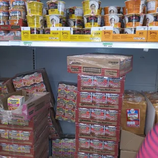 shelves full of food items