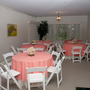 It's clear - Color makes a difference. Need linens?  We can order for you.