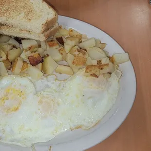 Eggs,  taters, and toast.