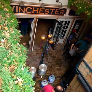 Looking down from the street.
