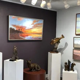 Kent Ullberg bronzes shown with Angalee DeForest landscape.