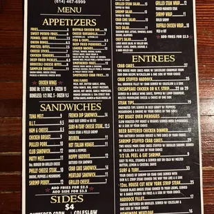 Menu front