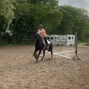 Boomer and my daughter practicing outside