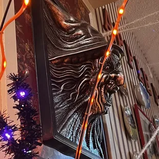 a clock and christmas tree