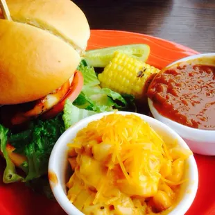 BBQ chicken lunch special - the Mac and cheese was very peppery.