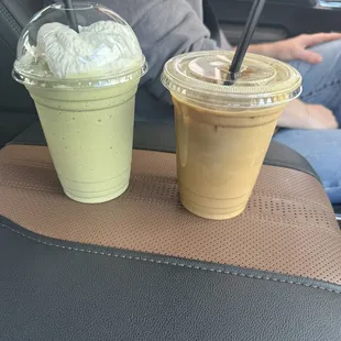 Matcha Green Tea Frappe and iced latte