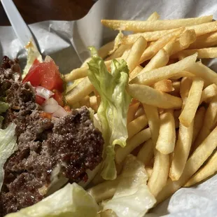 Burger and fries