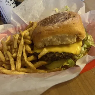 Cheeseburger and fries