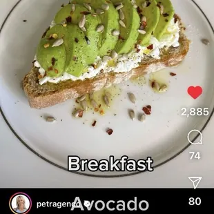 Yummy avocado toast.