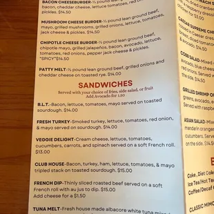 Burgers and Sandwiches