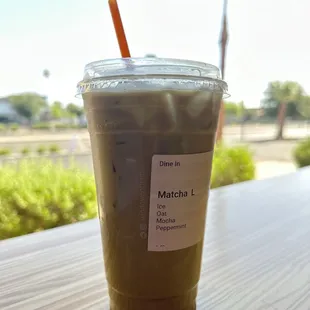Sweetened matcha + oat milk