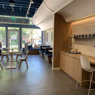 a kitchen and dining area