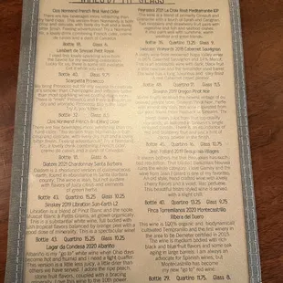 Wine menu