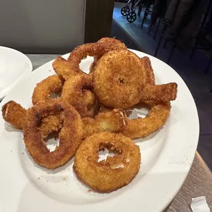 Onion rings - the coating was a bit too cornmeal crunchy but I remember them for the onion middles.