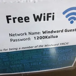 Free WiFi pw: 1200Kailua