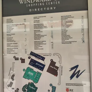 Map of shopping center