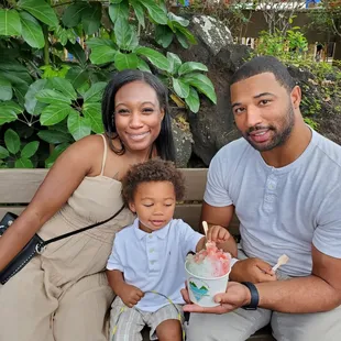 Family time and shave ice
