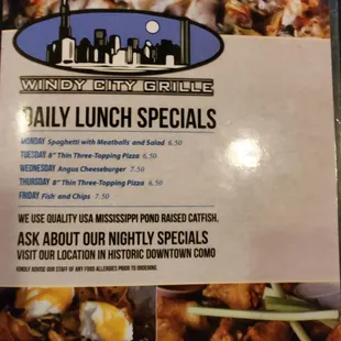 Specials (As Long As Its Not Pasta!)