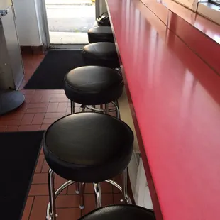 Dining area was just a row of stools