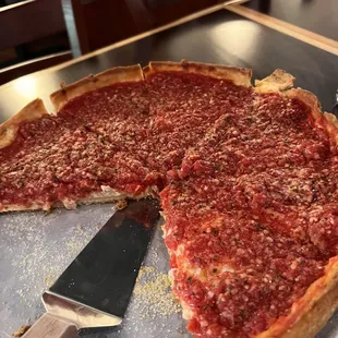 Deep dish sausage pizza is amazing