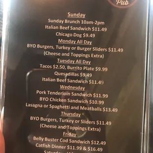 menu