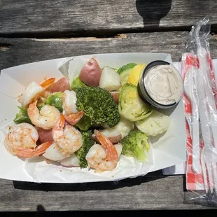 Healthy pub with shrimp